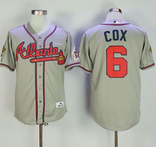 Mitchell And Ness 1995 Braves #6 Bobby Cox Grey Throwback Stitched MLB Jersey - Click Image to Close